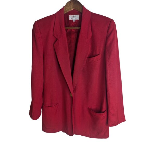VTG Talbots Red Linen Blend Blazer Jacket W/Gold Buttons Size 8P Office/Capsule - Picture 1 of 10